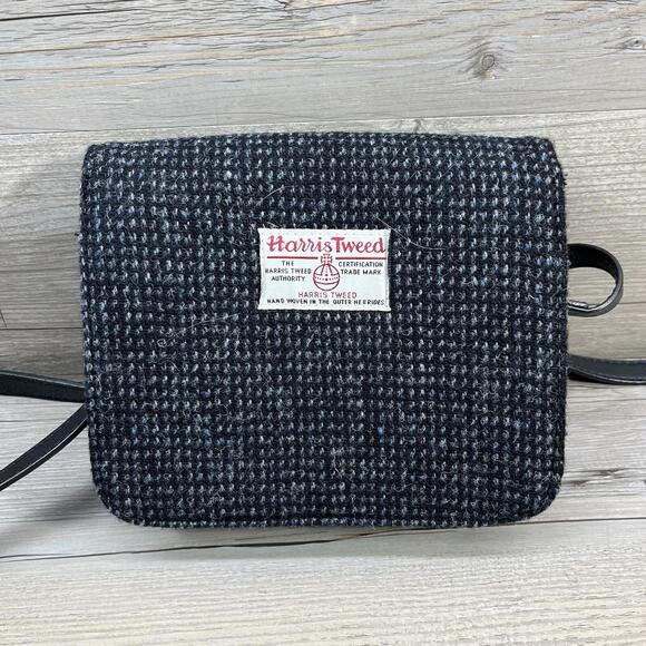 Harris Tweed Handbags - Harris Tweed Glen Appin Crossbody Shoulder Bag Purse Blue/Gray Wool